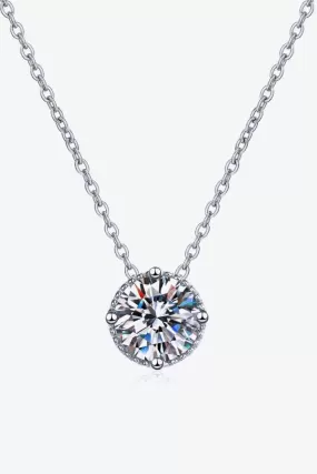 1 Carat Moissanite Round Pendant Necklace