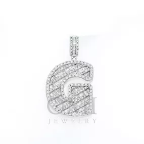 10K GOLD BAGUETTE AND ROUND DIAMOND INITIAL G PENDANT 1.50 CT