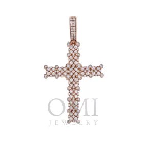 10K GOLD DIAMOND CLUSTER PRONG CROSS PENDANT 1.50 CT