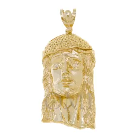 10K GOLD JESUS HEAD DIAMOND EYES PENDANT 77.0G