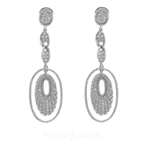 1.4CT Diamond Drop Oval Earrings Set In 14K White Gold