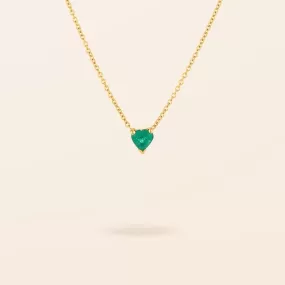 14K Gold Heart Shaped Emerald Necklace