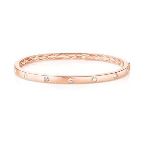 14k Rose Gold Hinged Bangle with Diamonds