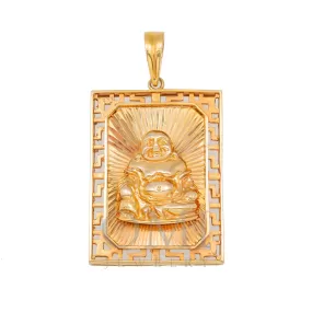 18K GOLD RECTANGLE BUDDHA PENDANT 28.4G