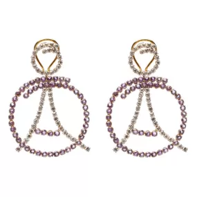 18k Gold White Diamond and Amethyst Paris Earring