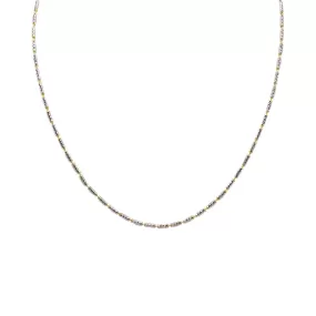 22K Multi Tone Gold Chain W/ Long Textured Beads