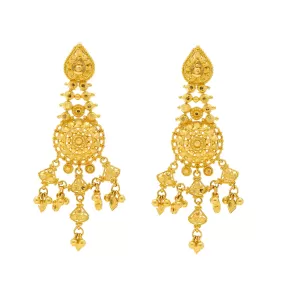 22K Yellow Gold Beaded Filigree Earrings (15.4gm)