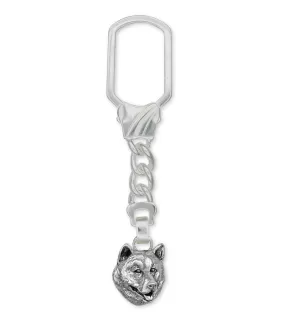 Alaskan Malamute Key Ring Jewelry Sterling Silver Handmade Dog Key Ring MAL1-KR