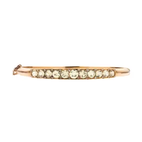 Antique Victorian 14k RG Chrysoberyl & Rose Cut Diamond Bangle