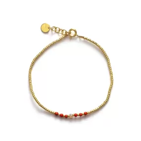 Bead & Gem Bracelet, Coral