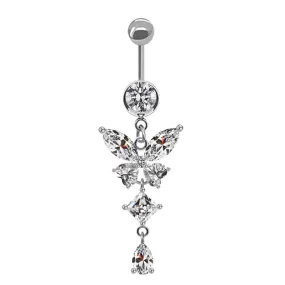 Belly Ring - Butterfly Cubic Zirconia Dangle