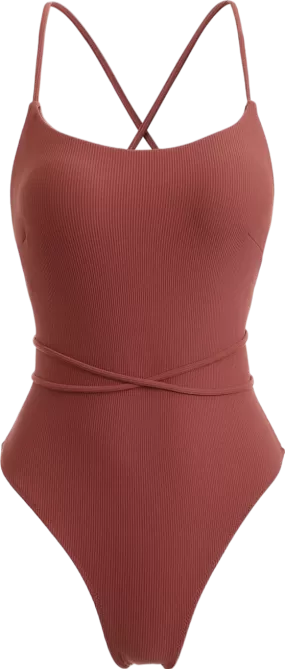 Berlook Red Tie One-piece Swimsuit UK S