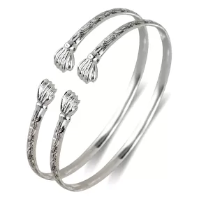 Better Jewelry Flat Fist Ends .925 Sterling Silver West Indian Bangles 31 Grams (Pair) (MADE IN USA)