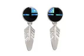 Black Beauty Feather Earrings by David Rosales