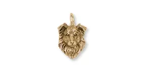 Border Collie Charm Jewelry 14k Gold Handmade Dog Charm BE1-CG