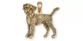 Border Terrier Jewelry 14k Yellow Gold Handmade Border Terrier Pendant  BDT1-PG