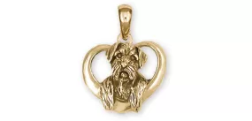 Border Terrier Jewelry 14k Yellow Gold Handmade Border Terrier Pendant  BDT2-PG