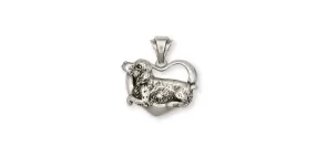 Brittany Dog Pendant Handmade Sterling Silver Dog Jewelry BR3-P