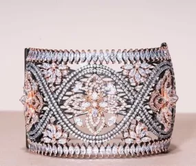 Caprice Statement Cuff Bracelet Victorian & Rose Gold By Jaipur Rose Designer Indian Jewelry