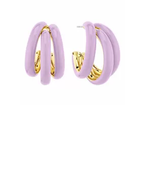 Coated Pipe Hoop Trio Earrings - Lavender