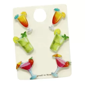 Cocktail Acrylic Stud Earring Set