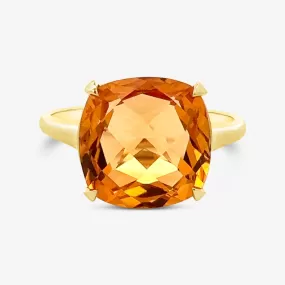 Cognac Citrine Gemstone Statement Ring