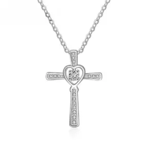 Cross With Cordate Pendant Necklace