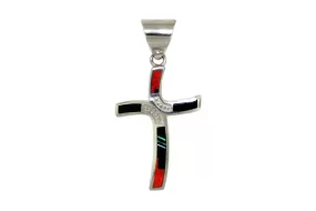 David Rosales Dainty Red Moon Cross Pendant