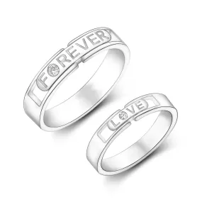 Destined to Be Loved Silver Couple Rings Set