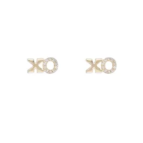 Diamond Pavé Yellow Gold XO Earrings, 14k