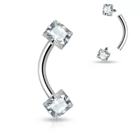 Eyebrow - 16g Cubic Zirconia - Square