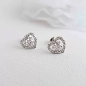 Heart Earring in Cubic Zirconia- Brenda