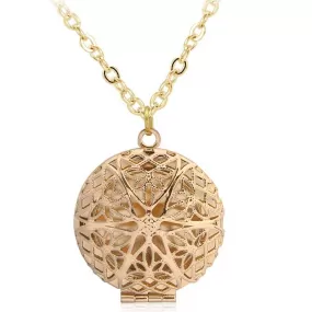 Hollow Filigree Locket Necklace and chain Pendant Jewelry