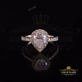 King Of Blings  10K Yellow Gold 2.50CT 'VVS' 'FL' D clr Pear Cut Moissonite Womens Ring Size 7