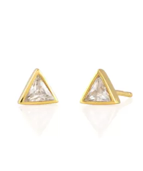 Kris Nations Triangle Bezel Crystal Stud Earrings - Gold