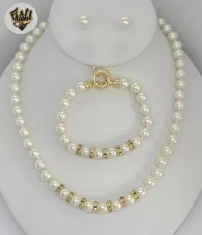 (MSET-31) Gold Laminate - 8mm Mallorca Pearls Set - BGF