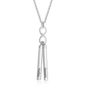 Personalized 2 Names Vertical Bar Necklaces