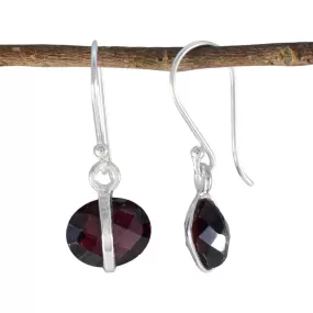 Riyo Easy On The Eye Sterling Silver Earring For Sister Garnet Earring Bezel Setting Red Earring Dangle Earring