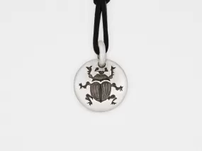 Scarab Beetle Charm Pendant in Sterling Silver