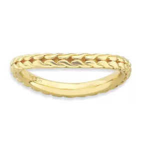 Stackable Expressions Polished Gold-Plated Wave Ring in Sterling Silver