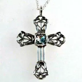 Sterling Silver cross with Roman Glass, Silver Cross for woman with Roman Glass