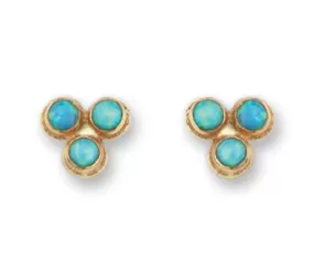 Stud Gold Earrings for woman Blue Opal designer Earrings