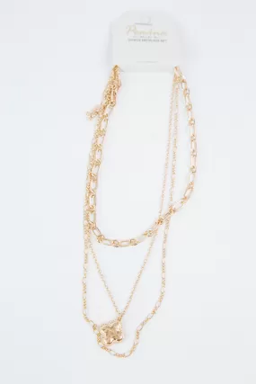 Talia Clover Layered Necklace, Gold