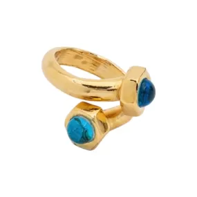 TUCCO TUERQUIN BLUE CRYSTAL ADJUSTABLE RING