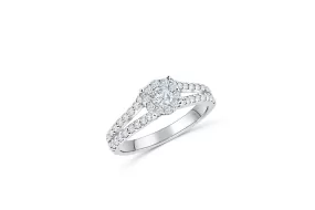 V Split Diamond Engagement Ring 0.87 ct tw 14K White Gold DENG002