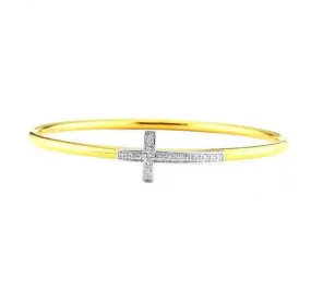 Yellow Bangle with Diamond Cross