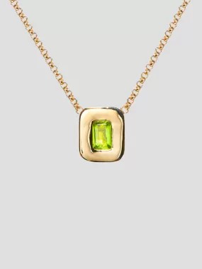 Yellow Gold Peridot Nugget Necklace